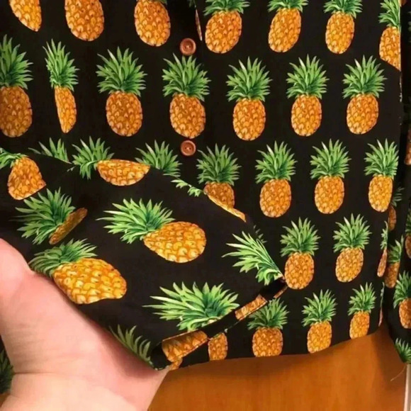 VTG 90s Maggy L Women's Pineapple Print Button‎ Down Long Sleeve Silk Blazer 14P - Picture 4 of 7